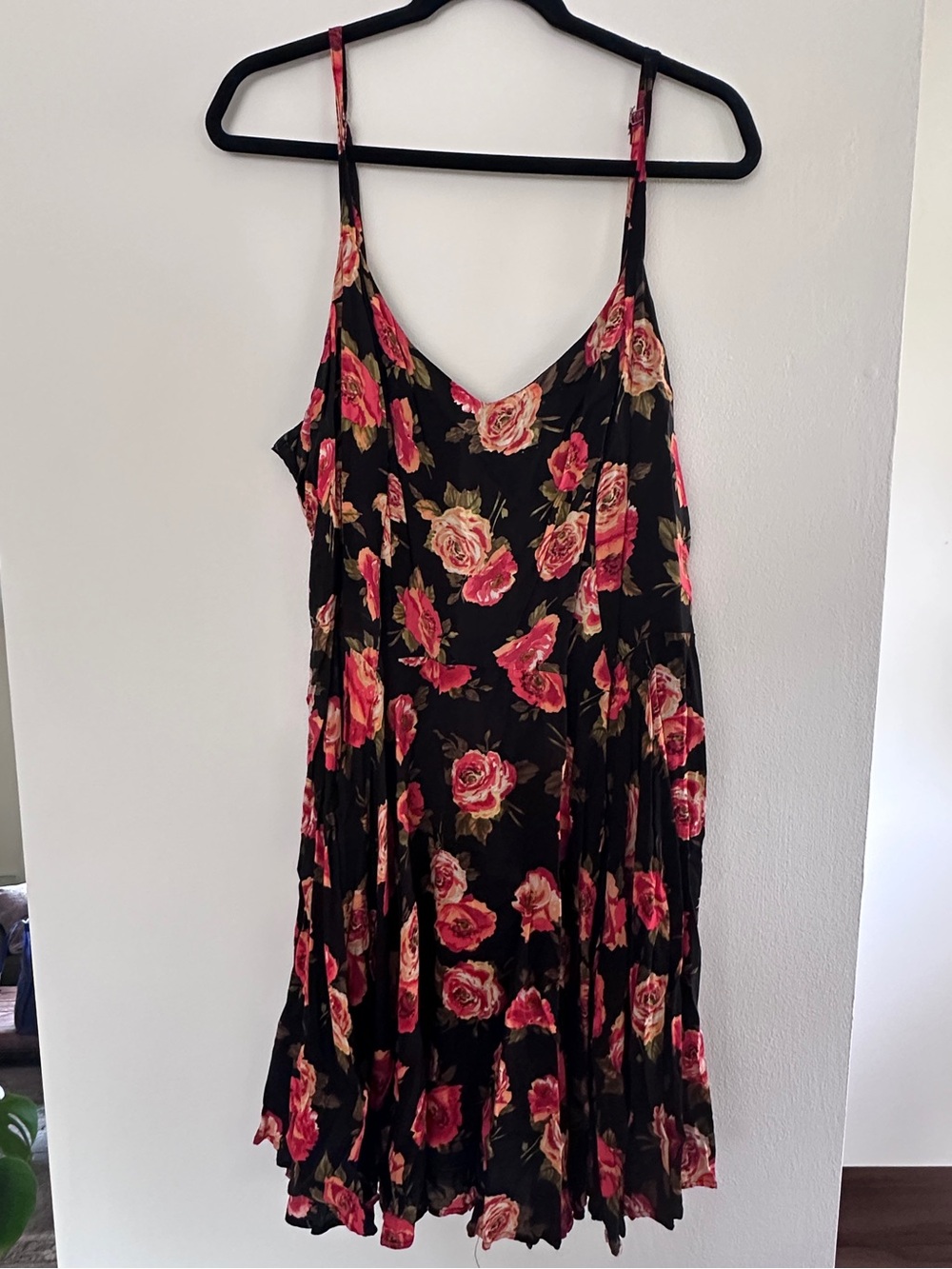 Floral Slip Dress in Black and Pink